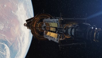 Space station orbiting the Earth