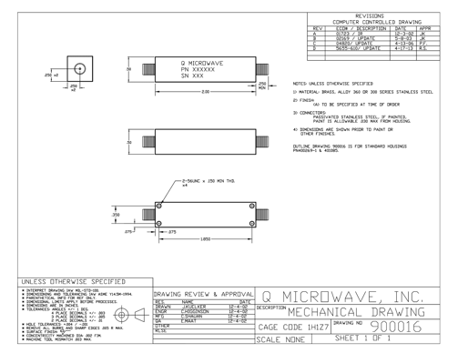 Sample mechanical drawing from the Q Microwave engineering team.