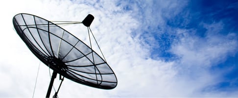 A mesh satellite dish, which uses a Band Stop Filter Circuit to eliminate signal interference.